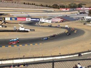 Indy cars racing around Sonoma Raceway