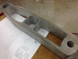 Waterjetted 7075 aluminum uprights for Zephyr's front suspension.