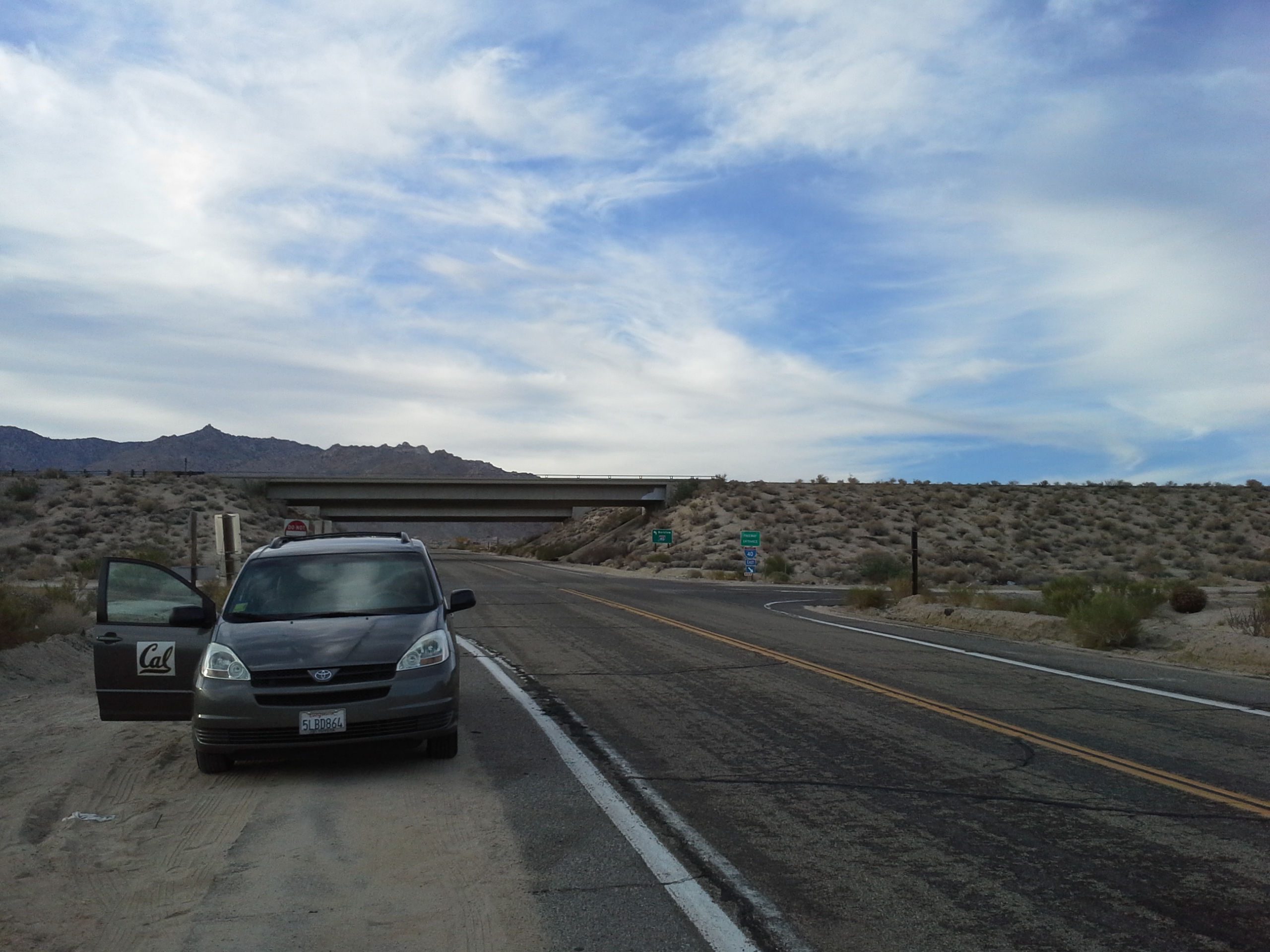 The rather picturesque spot in the Mojave Desert where the trailer's wheel blew out